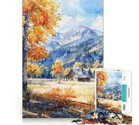 Rompecabezas para Adolescentes 1000 Cabaña Montaña Caída Corte preciso Divertido Creativo Juego Mental Relajante Tiempo de Diversión Arte (38x26cm)
