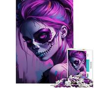 Rompecabezas para Adolescentes 1000 Calavera Morada Niña Diversión en Casa Actividades para Mejorar la Memoria Juegos Divertidos Adecuado para Personas de 14 Años en A Partir de 38x26cm