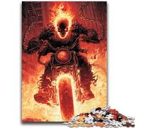 Rompecabezas para Adolescentes 1000 Calaveras en Llamas en Motocicleta para Mayores de 14 años Juegos Familiares Juego de Navidad Regalos para Mujeres 26x38cm