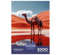 Rompecabezas para Adolescentes 1000 Camel in Desert Oasis Reflection Rompecabezas Juegos Familiares Regalos para Mujeres Oferta como Regalos para Toda La Familia 52x38cm/1000pcs