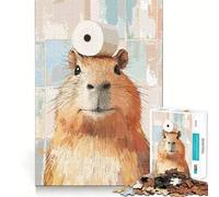 Rompecabezas para Adolescentes 1000 Capibara con Papel higiénico en la Cabeza Corte preciso Divertido,Creativo,para ejercitar la Mente,Relajarse,divertirse, Arte (50x75cm)