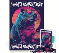 Rompecabezas para Adolescentes 1000 Capibara Cuerpo Meme Corte Ajustado Divertido Creativo Juego Mental Relajante Tiempo Divertido Arte (38x26cm)