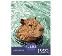 Rompecabezas para Adolescentes 1000 Capybara in Water Illustration Rompecabezas Juegos Familiares Regalos para Mujeres Oferta como Regalos para Toda La Familia 38x26cm/1000pcs