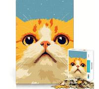 Rompecabezas para Adolescentes 1000 Caras de Gato curiosas Pixel Art Corte preciso Divertido Creativo Juego Mental Relajante Tiempo de Diversión Arte (50x75cm)