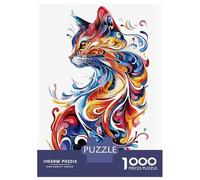 Rompecabezas para Adolescentes 1000 Cat Pop Art Colorful Rompecabezas para Adultos Juego Práctico Patrón De Ensamblaje Oferta como Regalos para Toda La Familia 70x50cm/1000pcs