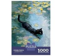 Rompecabezas para Adolescentes 1000 Cat Swimming in Lily Pond Rompecabezas para Adultos Juguete Decoración De Pared Alivia El Estrés Ayuda A Ejercitar El Cerebro 70x50cm/1000pcs