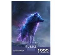Rompecabezas para Adolescentes 1000 Celestial Wolf on Mountain Peak Rompecabezas para Adultos Juguete Decoración De Pared Alivia El Estrés Ayuda A Ejercitar El Cerebro 52x38cm/1000pcs