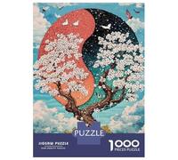 Rompecabezas para Adolescentes 1000 Cherry Blossom Yin Yang Art Print-1 Rompecabezas para Adultos Juguetes De Bricolaje Análisis Y Lógica Ayudan A Ejercitar El Cerebro 52x38cm/1000pcs