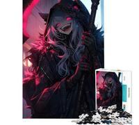 Rompecabezas para Adolescentes 1000 Chica de Anime Oscura con guadaña para Juego Educativo desafío Juguete Juegos Familiares Carrera de Velocidad de Manos Regalos de cumpleaños (Tamaño 38x52cm)