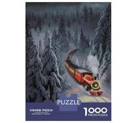 Rompecabezas para Adolescentes 1000 Christmas Train Poster Rompecabezas para Adultos Juego Práctico Mejora La Memoria para Cumpleaños, Navidad 38x26cm/1000pcs