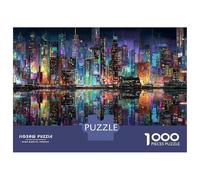 Rompecabezas para Adolescentes 1000 City Lights Reflections -1 Rompecabezas para Adultos Juego Práctico Mejora La Memoria para Cumpleaños, Navidad 52x38cm/1000pcs