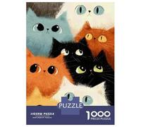 Rompecabezas para Adolescentes 1000 Colorful Cats Illustration Rompecabezas para Adultos Juguetes Antiestrés Regalos para Mujeres Oferta como Regalos para Toda La Familia 70x50cm/1000pcs