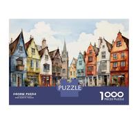 Rompecabezas para Adolescentes 1000 Colorful European Townscape Rompecabezas para Adultos Juego Práctico Patrón De Ensamblaje Oferta como Regalos para Toda La Familia 38x26cm/1000pcs