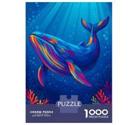 Rompecabezas para Adolescentes 1000 Colorful Whale in Deep Blue Sea Pop Art Rompecabezas para Adultos Juguete Decoración De Pared Alivia El Estrés Ayuda A Ejercitar El Cerebro 70x50cm/1000pcs