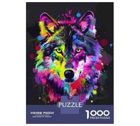 Rompecabezas para Adolescentes 1000 Colorful Wolf Poster Print Rompecabezas DIY Juguetes Difícil Oferta Difícil como Regalos para Toda La Familia 38x26cm/1000pcs