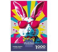 Rompecabezas para Adolescentes 1000 Cool Bunny in Sunglasses Rompecabezas para Adultos Juguetes Antiestrés Regalos para Mujeres Oferta como Regalos para Toda La Familia 52x38cm/1000pcs