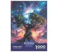 Rompecabezas para Adolescentes 1000 Cosmic Glowing Ethereal Misty Earth Tree Rompecabezas para Adultos Juguete Decoración De Pared Alivia El Estrés Ayuda A Ejercitar El Cerebro 70x50cm/1000pcs