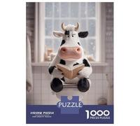 Rompecabezas para Adolescentes 1000 Cow Reading on The Toilet Rompecabezas para Adultos Juegos Relajantes Decoración Perfecta Cumpleaños 52x38cm/1000pcs
