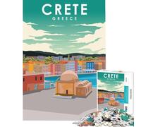 Rompecabezas para Adolescentes 1000 Creta Grecia Póster de Viaje Juguetes adictivos para Cultivar la Paciencia Juego de ingenio Difícil Regalos de cumpleaños Tamaño 38x52cm