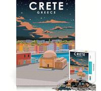 Rompecabezas para Adolescentes 1000 Creta Grecia Viaje Arte Corte Exacto Juego Acertijo Regalo Tiempo de Juego Relajado Regalo de Arte Navideño (38x52cm)