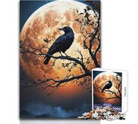 Rompecabezas para Adolescentes: 1000 Cuervos Miran a la Luna, Pasatiempos en casa, Juego práctico, Regalos para el Amigo Secreto (tamaño 38x52cm)
