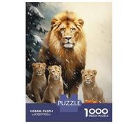 Rompecabezas para Adolescentes 1000 Cute Lion Family Xmas Rompecabezas para Adultos Juguete Decoración De Pared Alivia El Estrés Ayuda A Ejercitar El Cerebro 70x50cm/1000pcs