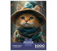 Rompecabezas para Adolescentes 1000 Cute Witch Cat Rompecabezas para Adultos Juego Práctico Patrón De Ensamblaje Oferta como Regalos para Toda La Familia 38x26cm/1000pcs