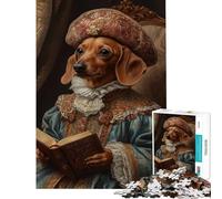Rompecabezas para Adolescentes 1000 Dachshund Noble Scholar Actividades Divertidas en casa Carrera de Velocidad de Manos Juegos Familiares para Mayores de 14 años (50x75cm)