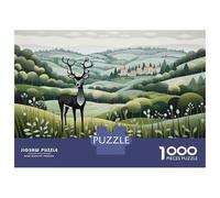 Rompecabezas para Adolescentes 1000 Deer in The Countryside Rompecabezas para Adultos Juego Práctico Patrón De Ensamblaje Oferta como Regalos para Toda La Familia 38x26cm/1000pcs