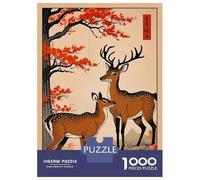 Rompecabezas para Adolescentes 1000 Deer Love Japanese Rompecabezas para Adultos Juguete Decoración De Pared Alivia El Estrés Ayuda A Ejercitar El Cerebro 38x26cm/1000pcs