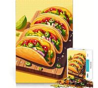 Rompecabezas para Adolescentes 1000 deliciosos Tacos en una Tabla de Madera Juego de ingenio con Cortes precisos Regalo Ideal para un rato de Juego Tranquilo artístico (38x52cm)