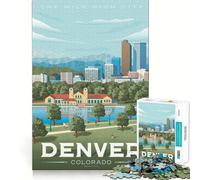 Rompecabezas para Adolescentes 1000 Denver Colorado Póster Corte Exacto Juego Acertijo Regalo Tiempo de Juego Tranquilo Regalo de Arte navideño (50x75cm)