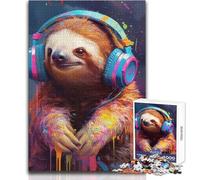 Rompecabezas para Adolescentes: 1000 Divertidos Juegos Familiares con Perezosos, DJ, Vacaciones en casa, para Matar el Tiempo (tamaño 50x75cm)