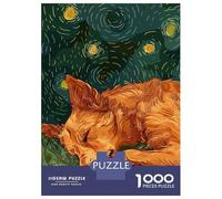 Rompecabezas para Adolescentes 1000 Dog Sleeping Under Starry Night Sky Rompecabezas para Adultos Juguete Decoración De Pared Alivia El Estrés Ayuda A Ejercitar El Cerebro 38x26cm/1000pcs