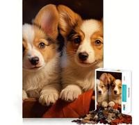 Rompecabezas para Adolescentes 1000 Dos Pembroke Welsh Corgis Corte preciso Divertido Creativo Juego Mental Relajante Tiempo de Diversión Arte (38x26cm)