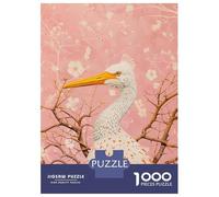 Rompecabezas para Adolescentes 1000 Elegant Heron with Cherry Blossoms Rompecabezas para Adultos Juguete Decoración De Pared Alivia El Estrés Ayuda A Ejercitar El Cerebro 52x38cm/1000pcs