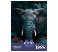 Rompecabezas para Adolescentes 1000 Elephant in Floral Jungle Rompecabezas para Adultos Juegos Relajantes Decoración Perfecta Cumpleaños 70x50cm/1000pcs