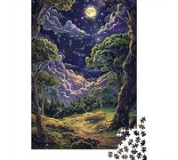 Rompecabezas para Adolescentes 1000 Enchanted Forest Night Scene Rompecabezas para Adultos Juguete Decoración De Pared Alivia El Estrés Ayuda A Ejercitar El Cerebro 70x50cm/1000pcs