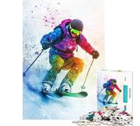 Rompecabezas para Adolescentes 1000 esquiadores en Nieve Colorida Juego Educativo desafío Juguete Juegos Familiares Carrera de Velocidad Regalos de cumpleaños (tamaño 38x26cm)