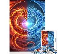 Rompecabezas para Adolescentes 1000 Eterno Choque de Dragones de Fuego y Hielo Juegos Divertidos Arte Decoración del Hogar Juguetes Decoración del Hogar Cumpleaños y Navidad