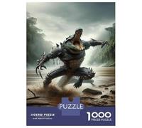 Rompecabezas para Adolescentes 1000 Fantasy Crocodile Warrior Rompecabezas para Adultos Juego Práctico Mejora La Memoria para Cumpleaños, Navidad 70x50cm/1000pcs