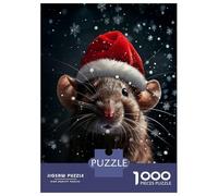 Rompecabezas para Adolescentes 1000 Festive Mouse Christmas Rompecabezas para Adultos Juguete Decoración De Pared Alivia El Estrés Ayuda A Ejercitar El Cerebro 38x26cm/1000pcs