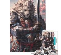 Rompecabezas para Adolescentes 1000 Figuras de Guerreros samurái león Diversión en casa Mejora la Memoria Juegos Divertidos Aptos para Mayores de 14 años 50x75cm