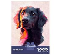 Rompecabezas para Adolescentes 1000 Flat-Coated Retriever Watercolor Portrait Rompecabezas para Adultos Juego Práctico Patrón De Ensamblaje Oferta como Regalos para Toda La Familia 70x50cm/1000pcs