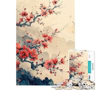 Rompecabezas para Adolescentes 1000 Flores Rojas Pintura Diversión Antigua Actividades en Casa Mejora la Memoria Juegos Divertidos Adecuado para Personas de 14 años en adelante 38x52cm