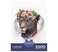 Rompecabezas para Adolescentes 1000 Flower Jaguar Painting Rompecabezas para Adultos Juguetes De Bricolaje Análisis Y Lógica Ayudan A Ejercitar El Cerebro 52x38cm/1000pcs