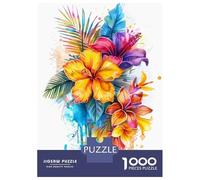 Rompecabezas para Adolescentes 1000 Flowers Watercolor Rompecabezas para Adultos Juego Práctico Mejora La Memoria para Cumpleaños, Navidad 52x38cm/1000pcs