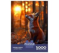 Rompecabezas para Adolescentes 1000 Fox in Autumn Forest at Sunset Rompecabezas para Adultos Juegos Relajantes Decoración Perfecta Cumpleaños 52x38cm/1000pcs
