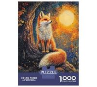 Rompecabezas para Adolescentes 1000 Fox Under Full Moon Rompecabezas para Adolescentes Juego De Ingenio Decoración De Pared Regalos Y Cumpleaños Únicos 52x38cm/1000pcs