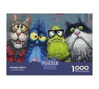Rompecabezas para Adolescentes 1000 Funny Cats Art Print-2 Rompecabezas para Adultos Juguete Decoración De Pared Alivia El Estrés Ayuda A Ejercitar El Cerebro 38x26cm/1000pcs